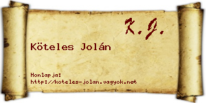 Köteles Jolán névjegykártya